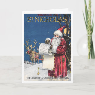 CARTÃO DE FESTIVIDADES "CHECKING HIS LIST" CHRISTMAS EVE ST NICHOLAS