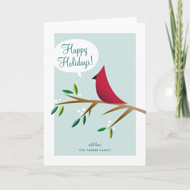 Cartão De Festividades Cheerful Cardinal Folded Holiday (Frente)