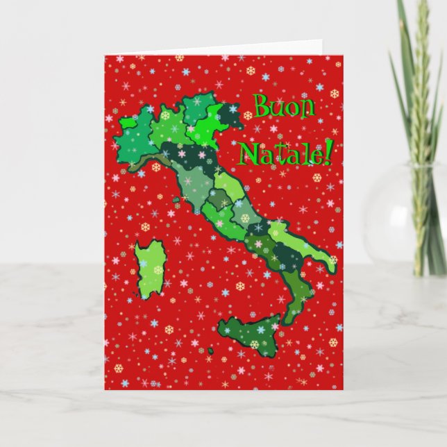 Cartão De Festividades Cheerful Pastel Snowflakes and Map of Italy (Frente)
