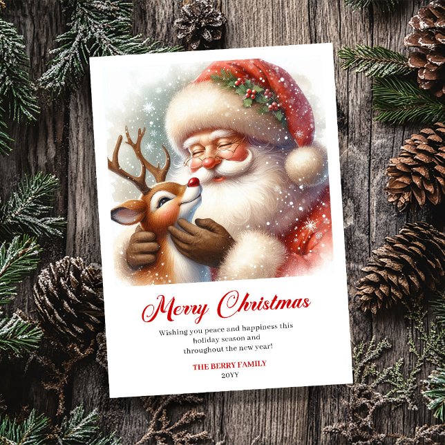 Cartão De Festividades Cheerful Santa With Rudolph Fun Christmas Greeting (Cheerful Santa With Rudolph Fun Christmas Greeting Card)