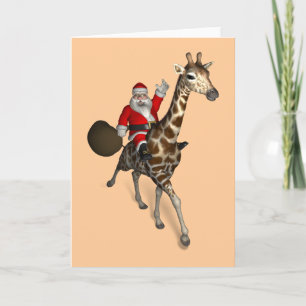 Cartão De Festividades Cheery Santa Claus Faz Girafa