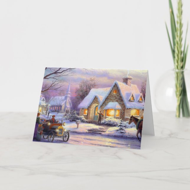 Cartão De Festividades Chegada de natais vintages (Frente)