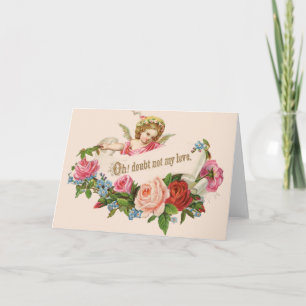 Cartão De Festividades Cherub vitoriano e Namorados Rosa