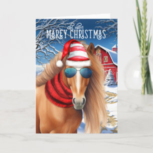 Cartão De Festividades Chestnut Horse Funny MAREy Christmas