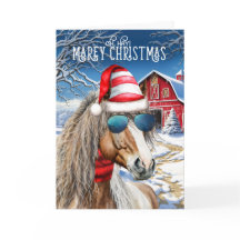 Chestnut Miniature Horse Engraçado MAREy Natal