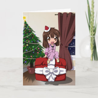Cartão De Festividades Chibi Anime Christmas - vazio