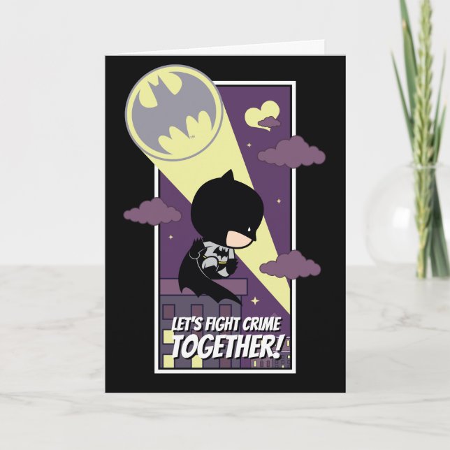 Cartão De Festividades Chibi Batman - Let's Fight Crime Together (Frente)