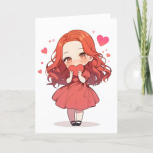 Cartão De Festividades Chibi Love Anime Girl