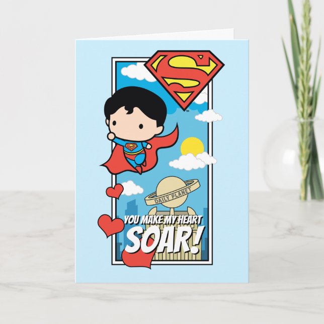 Cartão De Festividades Chibi Superman - Você Faz Meu Namorados De Soar Do (Frente)