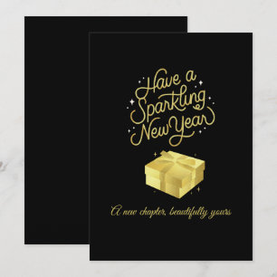 Cartão De Festividades Chic 2026 Festa de Ano Novo Dourado Brilho Preto 