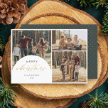 Cartão De Festividades Chic 3 Photo Collage Arch Feliz Foto de Natal<br><div class="desc">Faça memórias inesquecíveis com nosso Cartão com fotos de Férias. Apresentando uma encantadora colagem de 3 fotos com uma cobertura de arco à esquerda, embelezada com "Feliz Natal" na caligrafia falso em folha de ouro. Personalize-o com seu nome familiar e ano em uma fonte elegante e minimalista. Sacudir-o para revelar...</div>