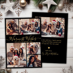 Cartão De Festividades Chic Black Dourado Warm Wish Script 5 Foto