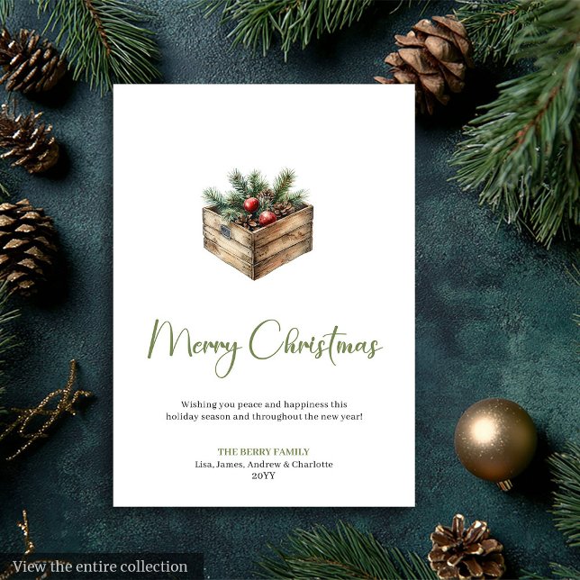 Cartão De Festividades Chic Boho Botanical Scandinavian Xmas Greeting (Chic Boho Botanical Scandinavian Xmas Greeting Holiday Card)