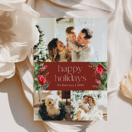 Cartão De Festividades Chic Burgundy Aquarela Vegetação 3 Foto 