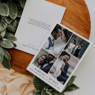 Cartão De Festividades Chic Casou e Bright Foto de Natal Obrigado