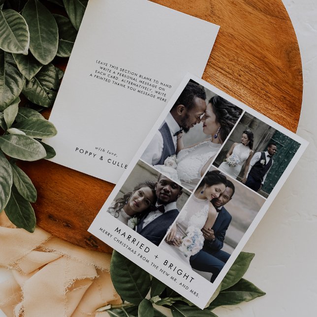 Cartão De Festividades Chic Casou e Bright Foto de Natal Obrigado (Criador carregado)