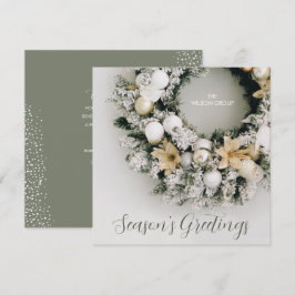 Cartão De Festividades Chic Christmas Wreath Business Obrigado Square