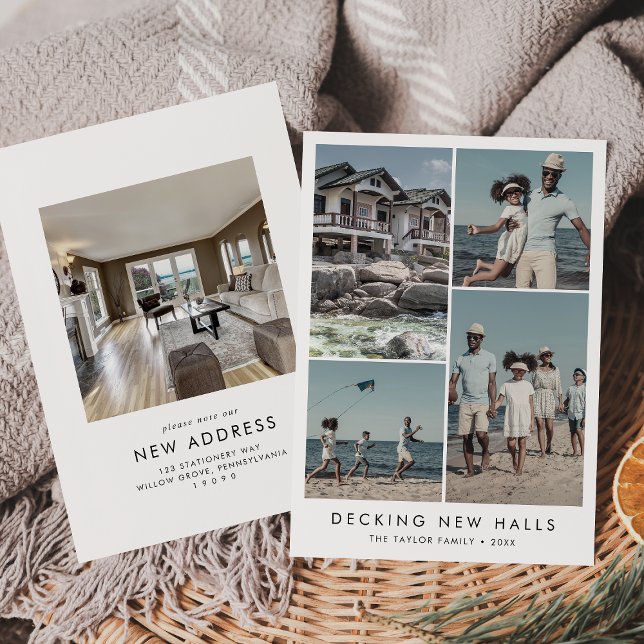 Cartão De Festividades Chic Decking New Halls Novo Endereço Foto de Natal (Criador carregado)