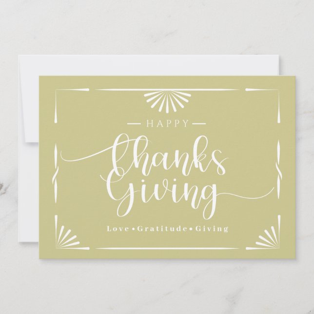Cartão De Festividades Chic Elegant Green de Ação de Graças (Frente)