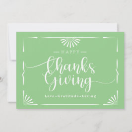 Cartão De Festividades Chic Elegant Green de Ação de Graças