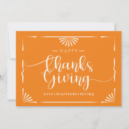 Cartão De Festividades Chic Elegante Laranja de Ação de Graças