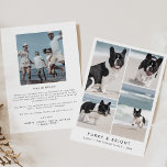 Cartão De Festividades Chic Furry e Bright New Puppy Foto de Natal<br><div class="desc">Este novo cartão de Natal com pelúcia chica e fofo brilhante é o cartões de natal moderno perfeito para mostrar seu novo cachorro. O simples design apresenta uma tipografia clássica minimalista a preto e branco com um toque rústico. Personalizável em qualquer cor. Personalize o cartão com 4 fotos, seu nome...</div>