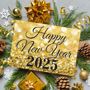 Cartão De Festividades Chic Gold Feliz Ano Novo 2025 Empresa