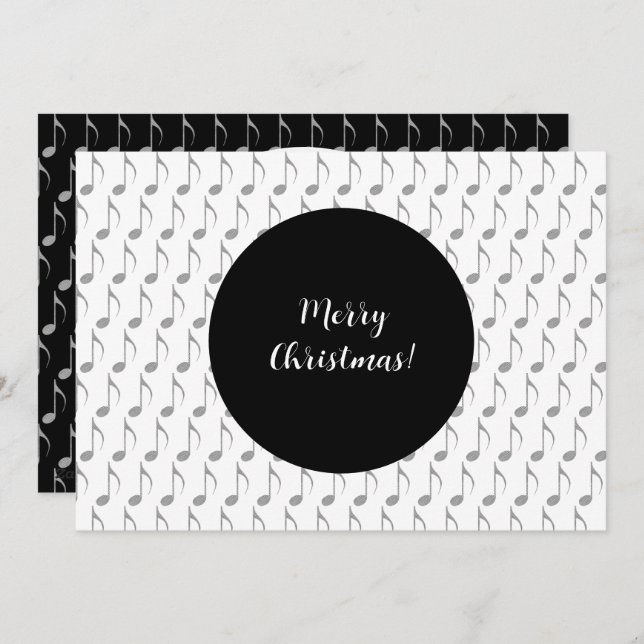 Cartão De Festividades Chic Houndstooth Musical Notes Feliz Natal (Frente/Verso)