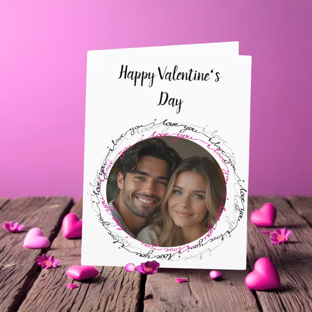 Cartão De Festividades Chic I Love You Namorados (Chic I Love You Valentine custom photo Holiday Card)