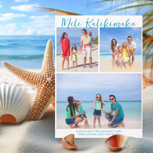 Cartão De Festividades Chic Mele Kalikimaka Colagem de Fotos da Família C