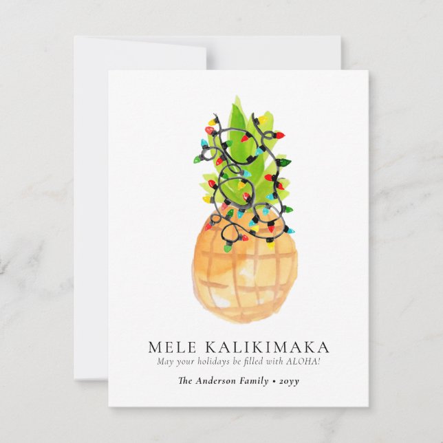Cartão De Festividades Chic Mele Kalikimaka Pineapple no Havaí (Frente)
