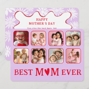Cartão De Festividades Chic Melhor Mãe do Mundo Roxo & Rosa Foto
