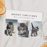 Cartão De Festividades Chic Meowy Natal Nova Família de Fotos de Gato<br><div class="desc">Este novo cartão de festas da família de fotos de gatos de Natal é o cartões de natal perfeito e simples para mostrar seu novo gatinho. O simples design apresenta uma tipografia clássica minimalista a preto e branco com um toque rústico. Personalizável em qualquer cor. Mantenha o design mínimo e...</div>