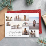 Cartão De Festividades Chic Minimalist 9 Photo Collage Feliz Natal<br><div class="desc">Compartilhe a alegria da temporada com nosso cartão de Natal de Colagem de 9 Fotos. Chic manuscrito "Feliz Natal" agarra a parte inferior esquerda,  enquanto uma divertida coleção de fotos captura suas lembranças queridas. O verso apresenta um vermelho festivo com pontos brancos desenhados à mão.</div>
