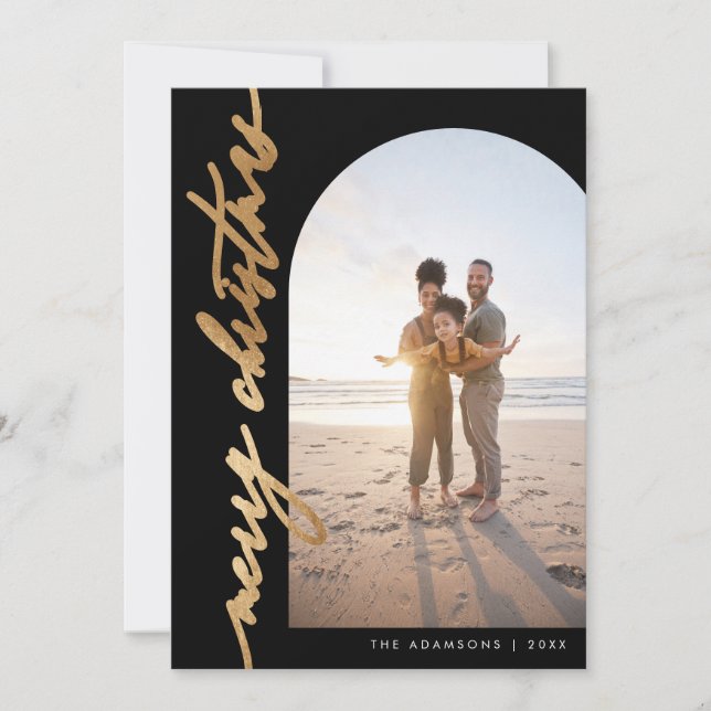 Cartão De Festividades Chic Minimalist Calliographic feliz Natal (Frente)