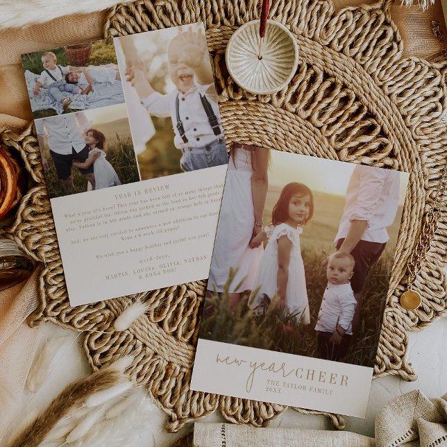 Cartão De Festividades Chic Moderno | Ano Fotográfico Dourado de Ano Novo (Criador carregado)