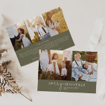 Cartão De Festividades Chic Moderno | Green Photo Collage Notícias de Nat<br><div class="desc">Este moderno cartão de Natal de colagem de fotos verdes em chic é o cartões de natal perfeito. Esta simples design boho apresenta caligrafia sofisticada clássica em verde-oliva rústico e branco. Personalize o cartão com 5 fotos (2 na frente e 3 na parte traseira), seu nome de família, nomes e...</div>