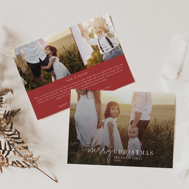Cartão De Festividades Chic Moderno | Red Photo Overlay Notícias de Natal (Criador carregado)