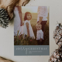 Chic Moderno | Seafoam Feliz Foto de Natal