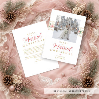 Cartão De Festividades Chic Natal Botânico Foto Casamento TMF26