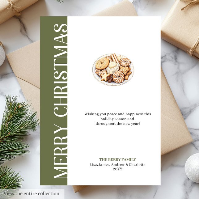 Cartão De Festividades Chic Neutral Christmas Cookies Digital Greeting  (Chic Neutral Christmas Cookies Digital Greeting Holiday Card)