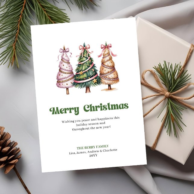 Cartão De Festividades Chic Neutral Leopard Pattern Christmas Tree Card (Chic Neutral Leopard Pattern Christmas Tree Greeting)