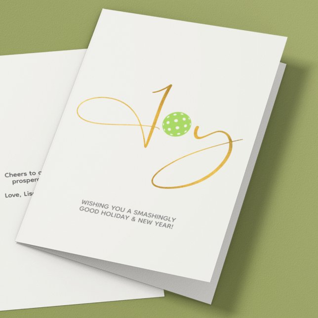 Cartão De Festividades Chic Pickleball "Joy" White Christmas (Criador carregado)