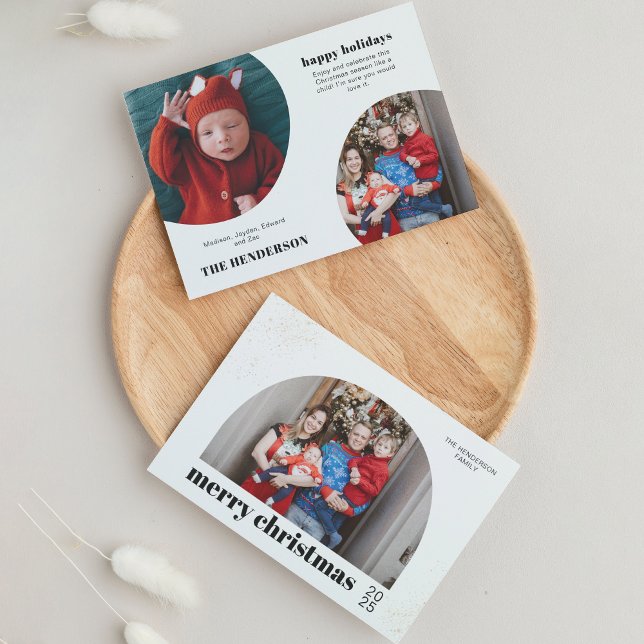 Cartão De Festividades Chic Typografia Feliz Arco de Natal Foto (Criador carregado)