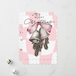 Cartão De Festividades Chic Vintage - Xadrez Rosa Natal