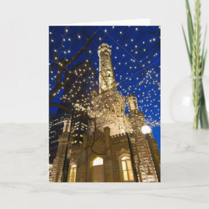 Cartão De Festividades Chicago, Illinois, torre de água velha com feriad