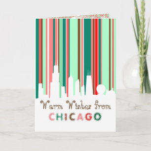 Cartão De Festividades Chicago skyline Best wishes holiday card