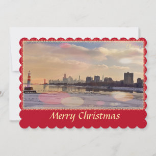 Cartão De Festividades Chicago Skyline Merry Christmas card