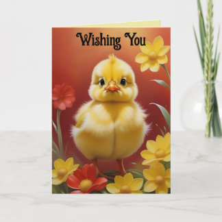 Cartão De Festividades Chick With Flowers Easter Card