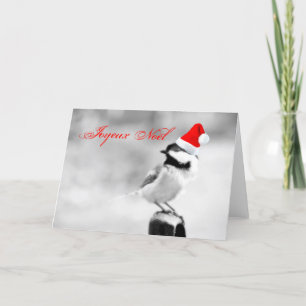 Cartão De Festividades Chickadee do papai noel de Joyeux Noel